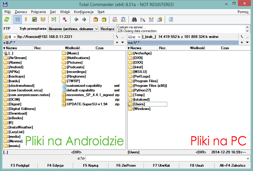 Total commander android ftp настройка